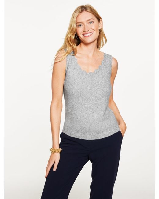 Talbots Gray Pointelle Scoop Neck Tank Top