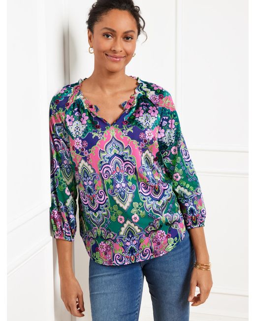 Talbots Blue Satin Top