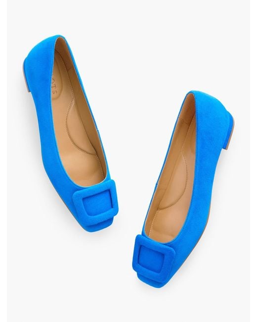 Talbots Blue Sutton Suede Buckle Flats