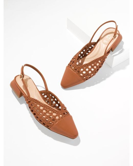 Talbots Brown Stacey Woven Slingback Flats