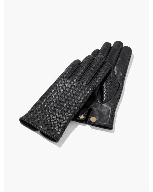 Talbots Black Woven Leather Gloves