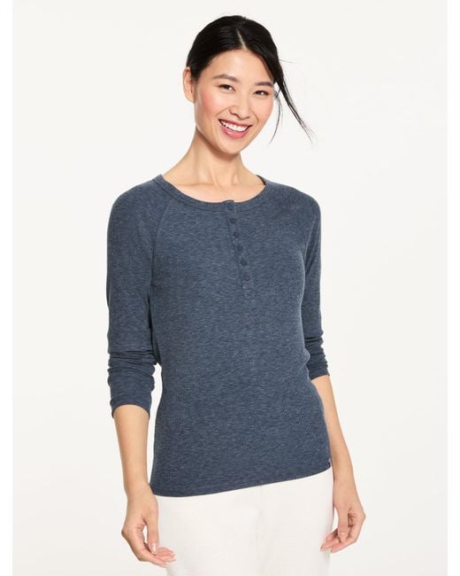 Talbots Blue Ribbed Henley T-shirt