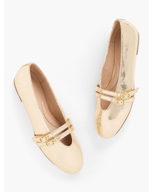 Talbots Natural Vera Leather Mary Jane Ballet Flats