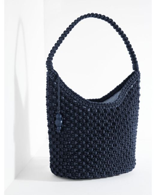 Talbots Blue Knotted Cord Hobo Bag