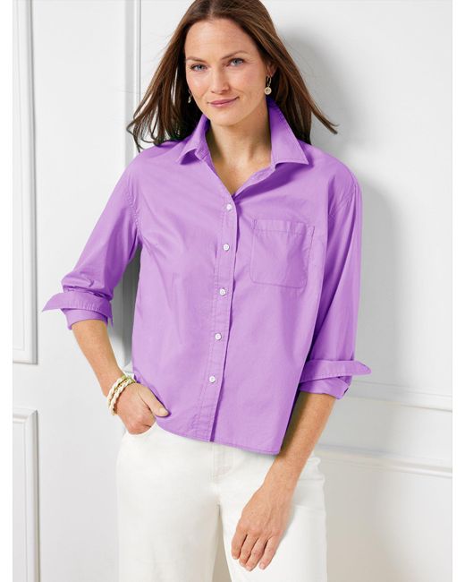 Talbots Purple Poplin Short Shirt
