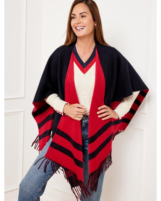 Talbots Red Reversible Double Face Ruana