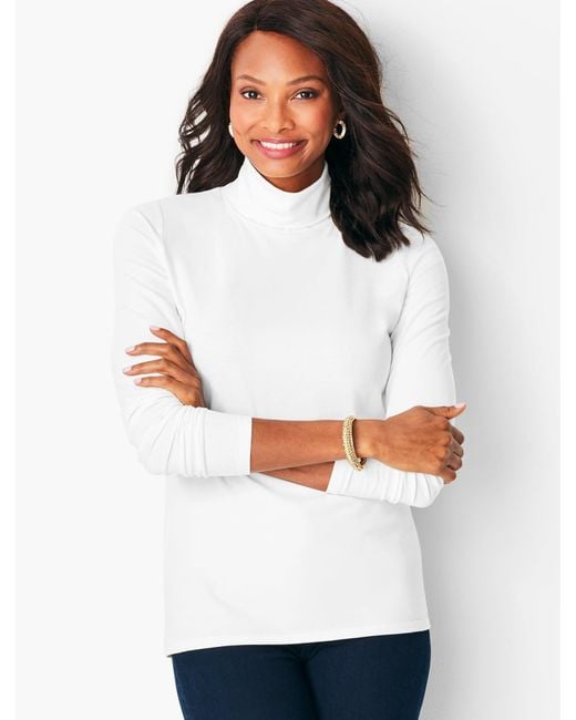 Talbots White Long-sleeve Turtleneck Top