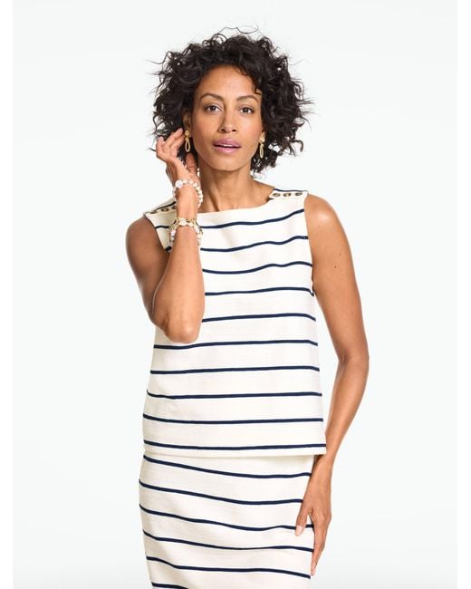 Talbots White Button Shoulder Sleeveless Top