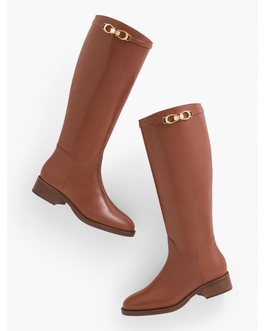 Talbots White Waverly Vachetta Tall Riding Boots
