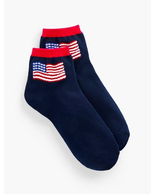 Talbots Blue Americana Crew Socks