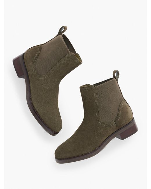 Talbots Green Tish Suede Ankle Boots