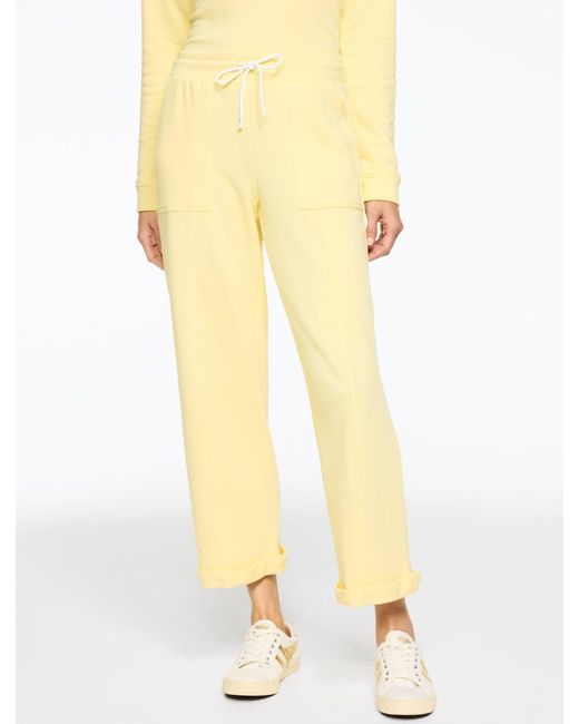 Talbots Yellow Cozy French Terry Wide Crop Pants