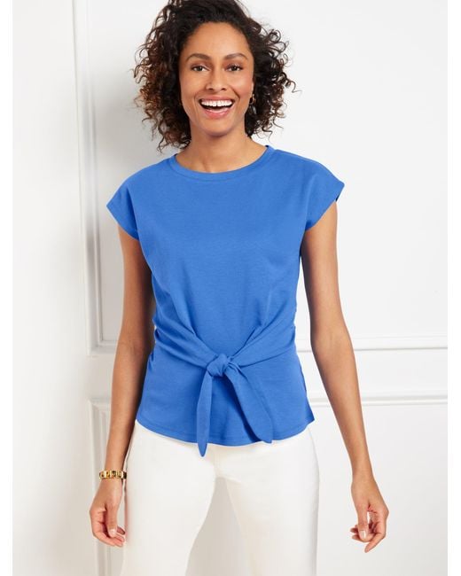 Talbots Blue Tie Front Crewneck T-shirt