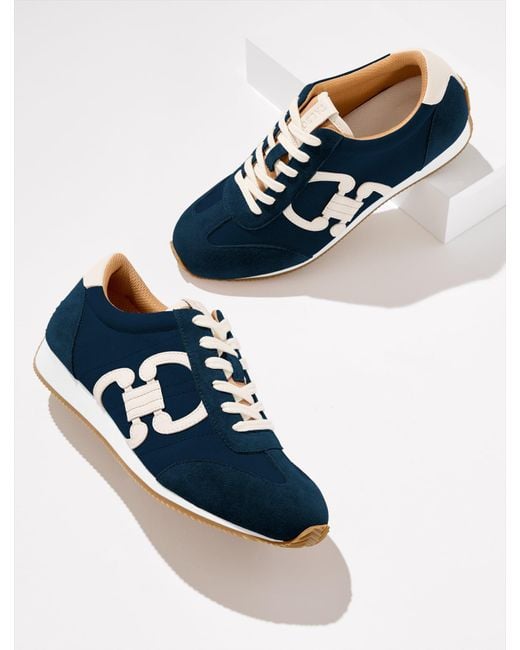 Talbots Blue Alex Status Herringbone Suede Sneakers