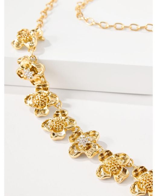 Talbots Metallic Tidy Flowers Necklace