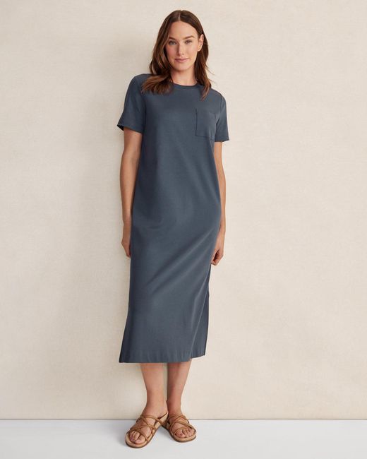 Talbots Blue Organic Cotton Interlock T-shirt Dress