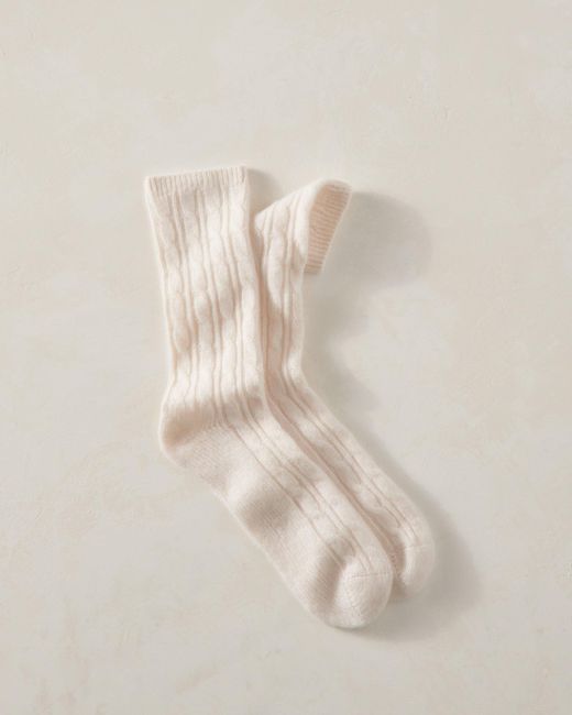 Talbots Natural Cashmere Blend Cable Knit Socks