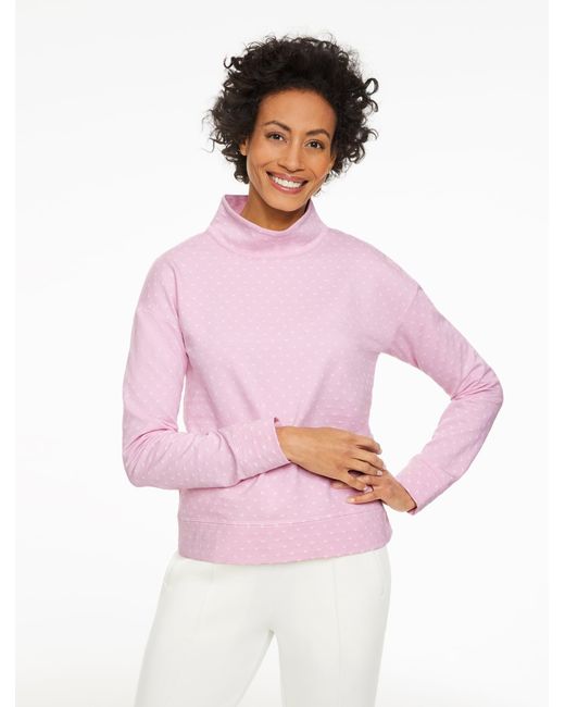 Talbots Pink Jacquard Cowl-neck Pullover Sweater