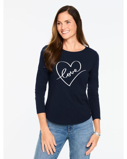 Talbots Blue Long Sleeve Crewneck T-shirt