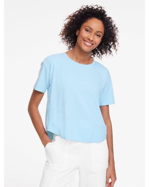 Talbots Blue Supersoft Jersey Pleat Back Short Sleeve T-shirt