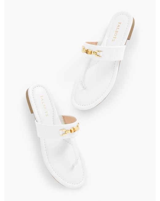 Talbots White Gia Bamboo Thong Sandals
