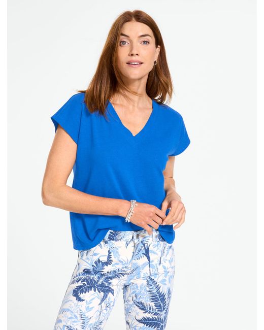 Talbots Blue Linen Blend Dolman Sleeve V-neck T-shirt