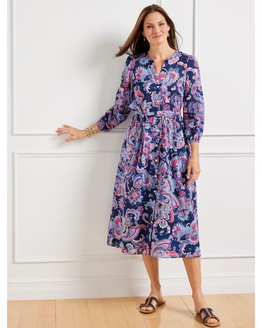 Talbots Blue Voile Fit & Flare Shirtdress