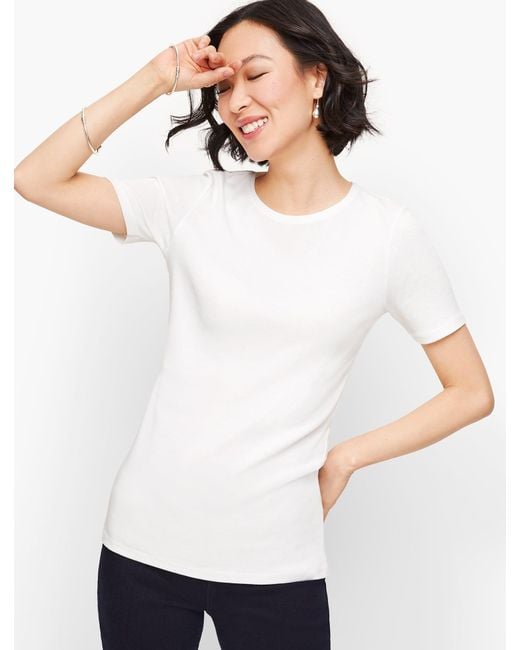 Talbots White Pima Cotton Crewneck Tee