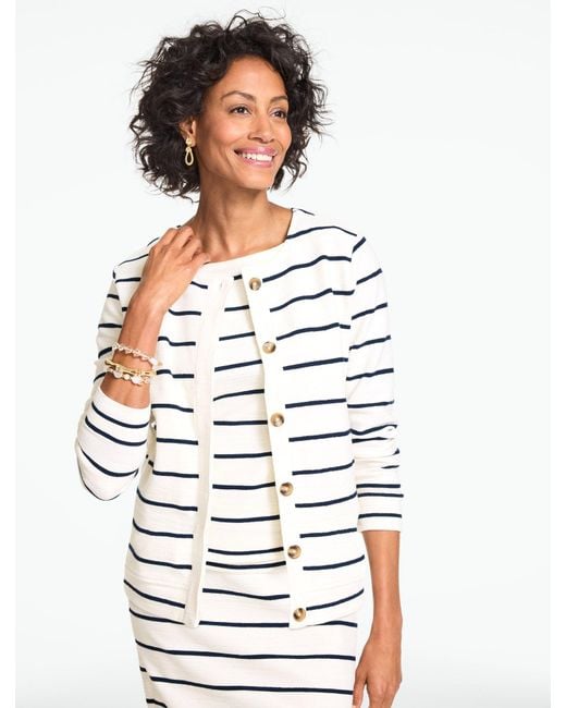Talbots White Stripe Bomber Jacket