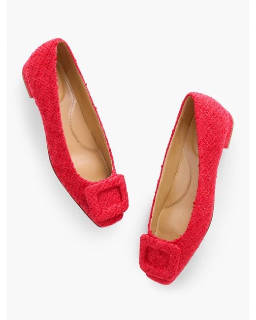Talbots Red Sutton Buckle Flats