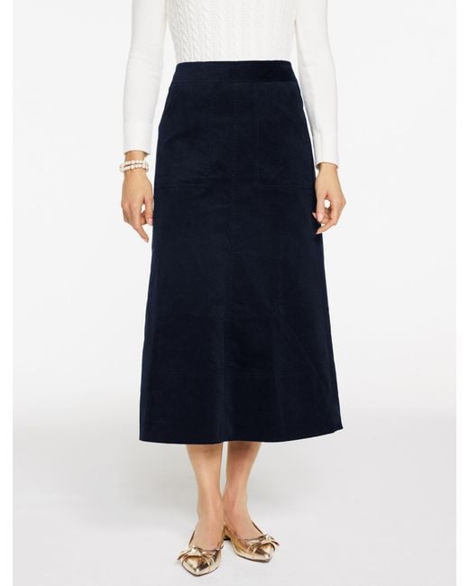 Talbots Blue Corduroy Fit & Flare Skirt