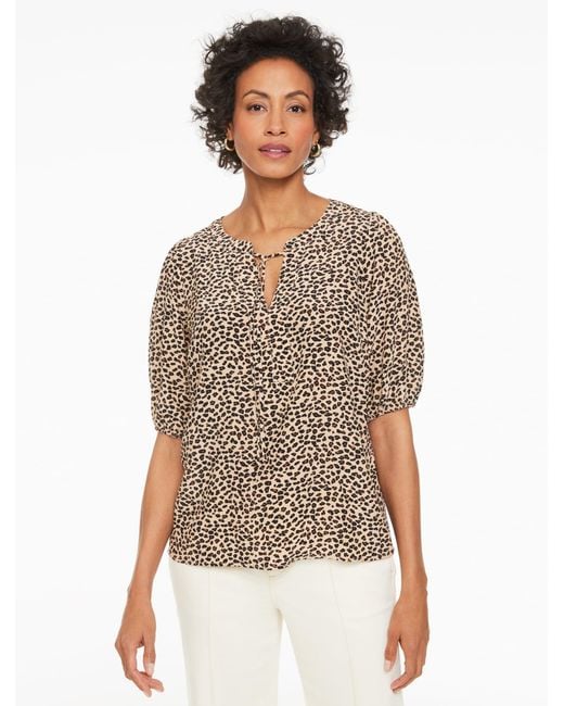 Talbots Multicolor Tie Neck Top
