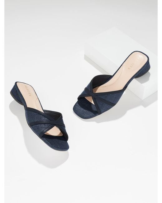 Talbots Blue Val Block Heel Slides