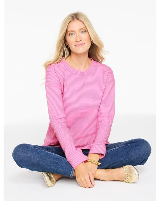 Talbots Pink Ottoman Knit Crewneck Sweater Tunic Pullover