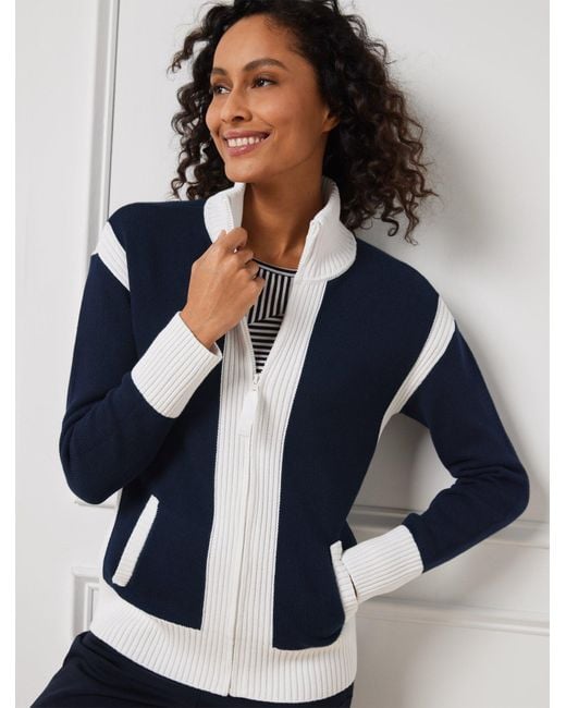 Talbots Blue Coolmax® Mockneck Sweater Jacket