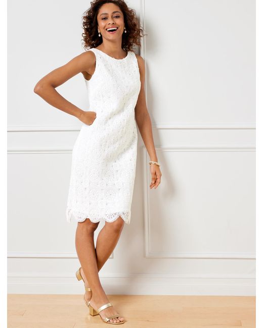 Talbots White Crochet Lace A-line Dress