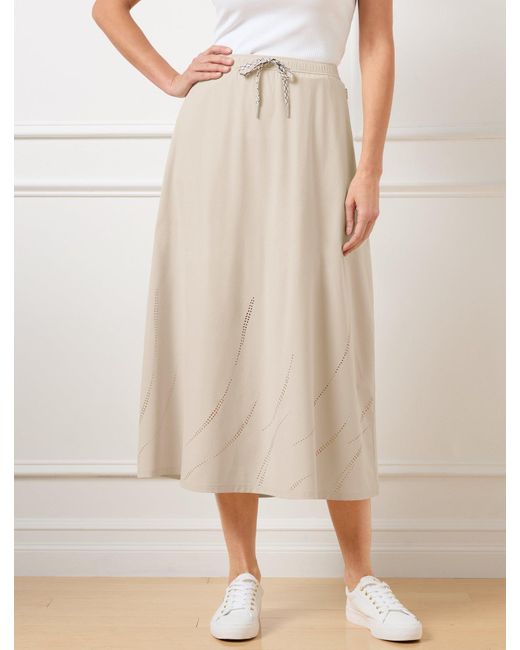 Talbots Natural Lightweight Woven Stretch Midi Skirt
