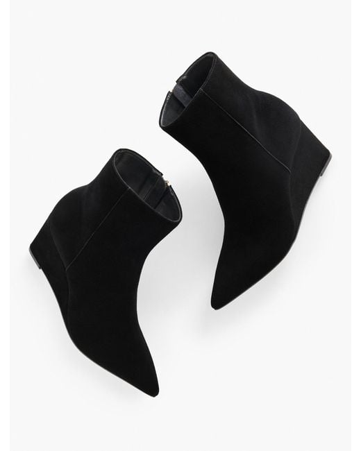 Talbots Black Emma Suede Wedge Bootie