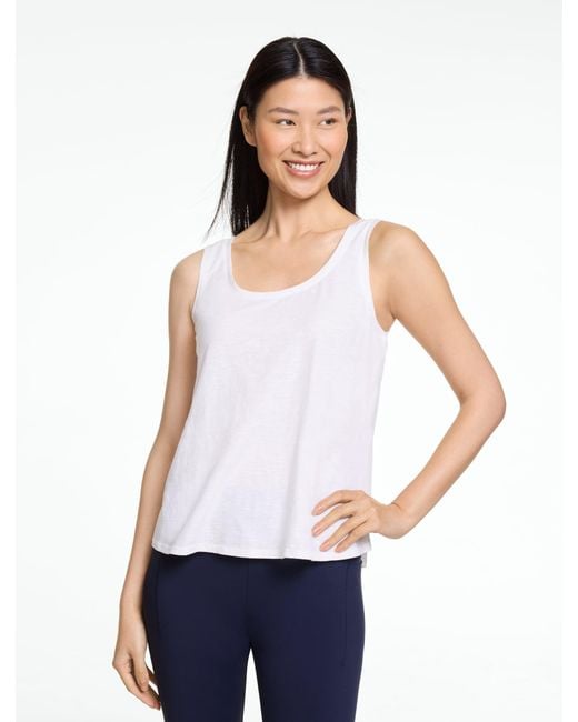Talbots White Reversible Curved Hem Sleeveless Tank Top