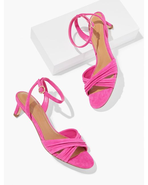 Talbots Pink Tallia Pleated Suede Ankle Strap Heel Sandals