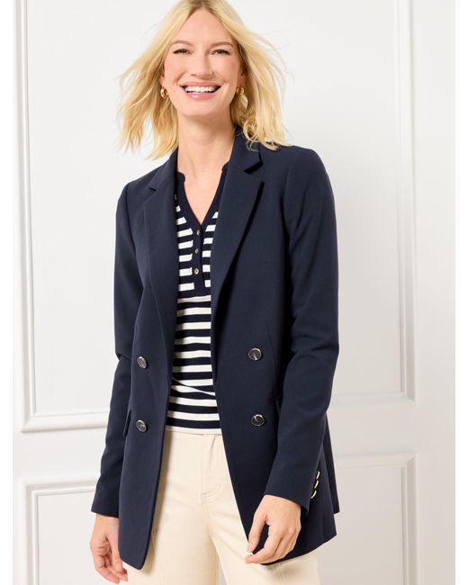Talbots Blue Tailored Stretch No Close Blazer