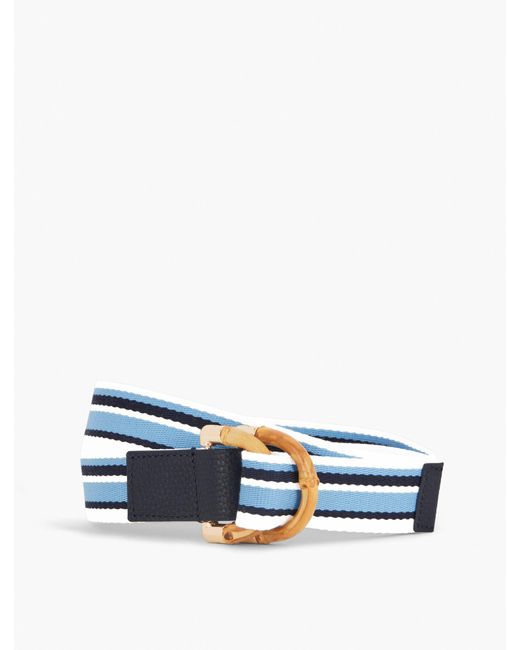 Talbots Blue Bamboo Buckle Striped Webbing Belt