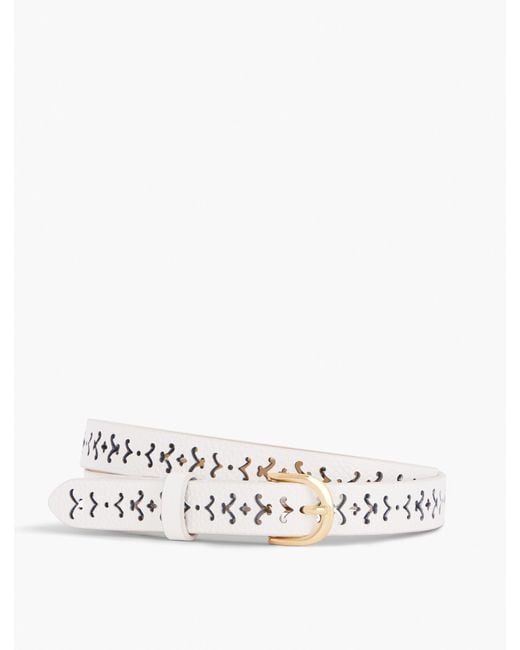 Talbots White Perforated Pebble Leather Belt