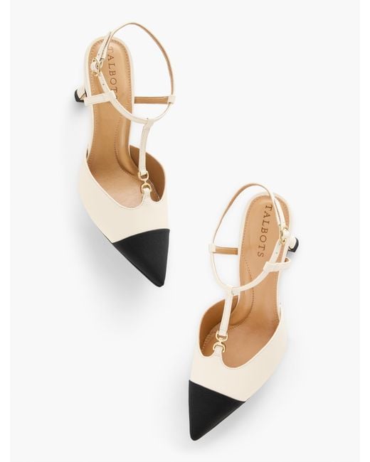 Talbots White Evelyn Nappa Flare Heel Pumps