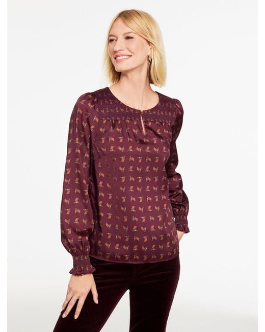 Talbots Red Smocked Top