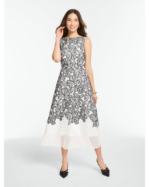 Talbots White Rsvp Embroidered Fit & Flare Dress