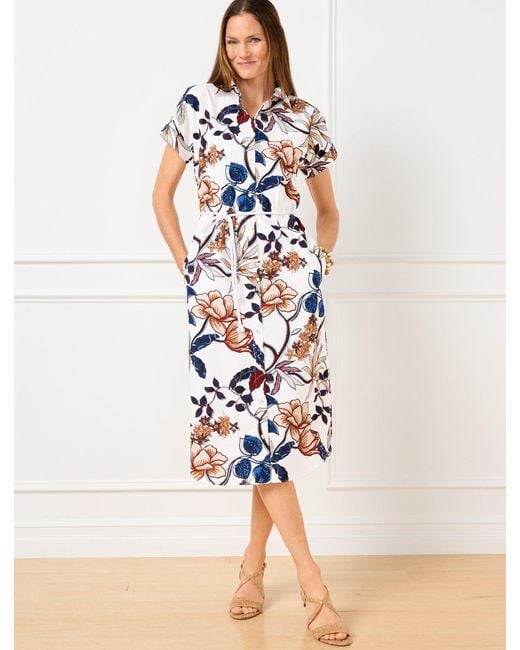 Talbots White Modern Poplin Midi Shirtdress