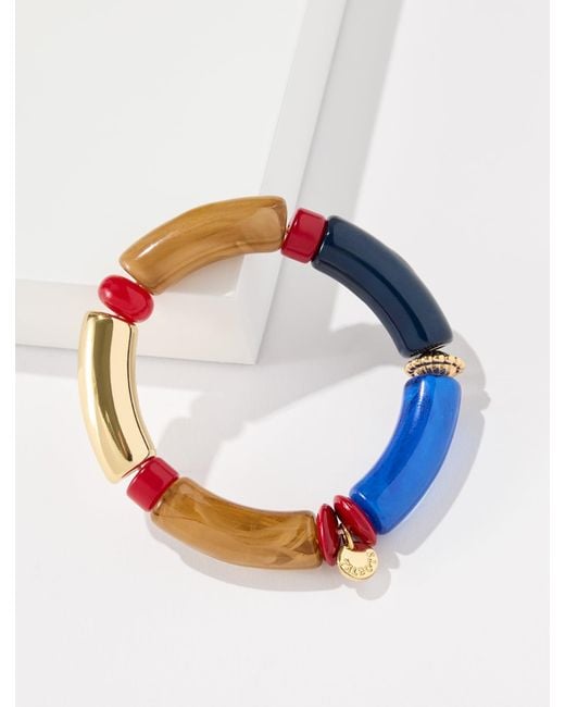 Talbots Blue Isabel Tube Bead Stretch Bracelet