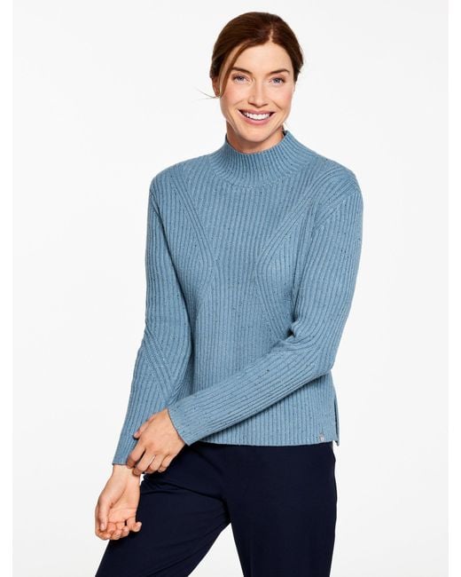 Talbots Blue Mockneck Nep Sweater