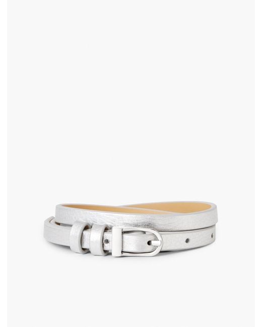 Talbots White Slim Metallic Leather Belt